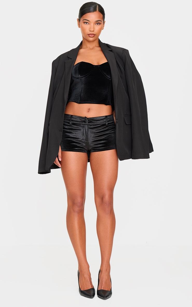 Pretty Little Thing Black Velvet Seam Detail Corset Top