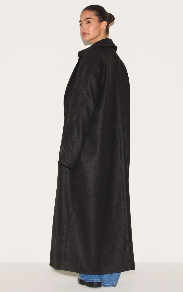 Pretty Little Thing Black Wool Look Oversized Drop Shoulder Coat