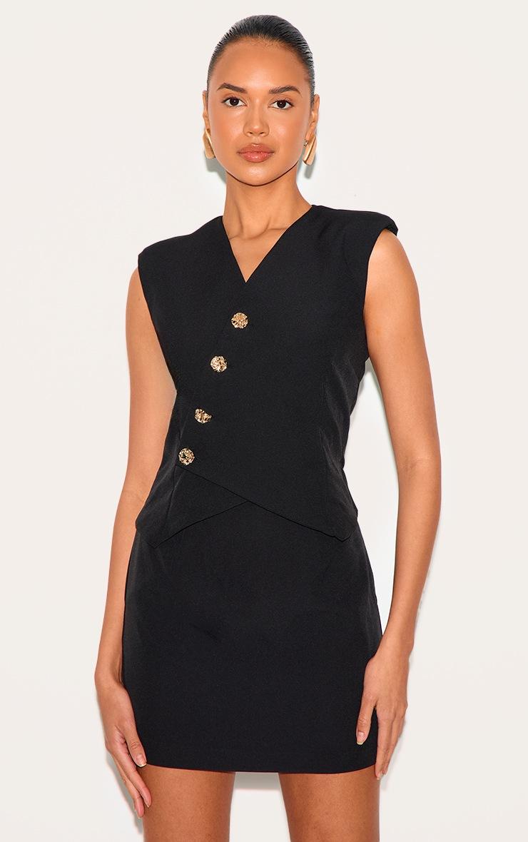 Pretty Little Thing Black Woven Asymmetric Mini Dress