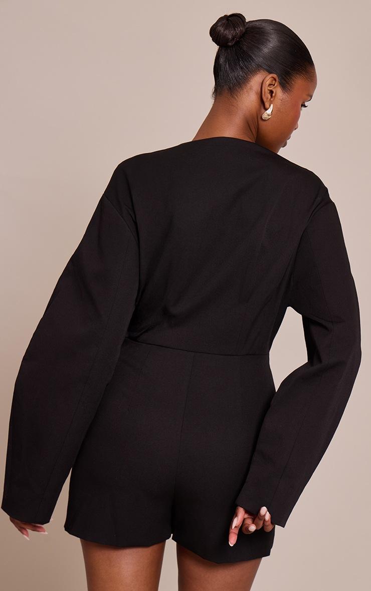 Pretty Little Thing Black Woven Balloon Sleeve Skort Romper