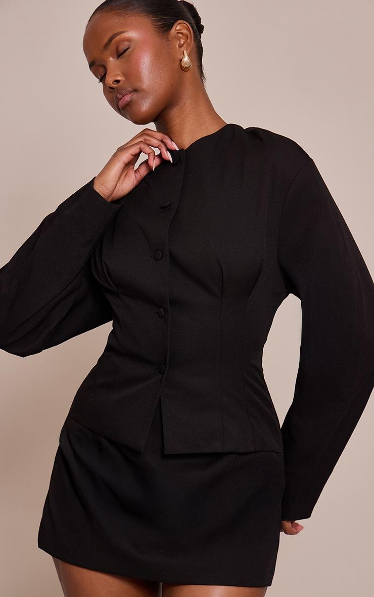 Pretty Little Thing Black Woven Balloon Sleeve Skort Romper