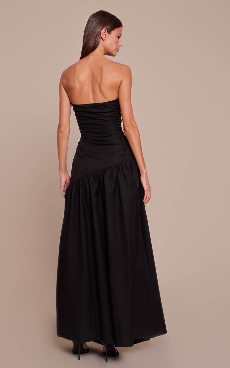 Pretty Little Thing Black Woven Bandeau Ruched Maxi Dress