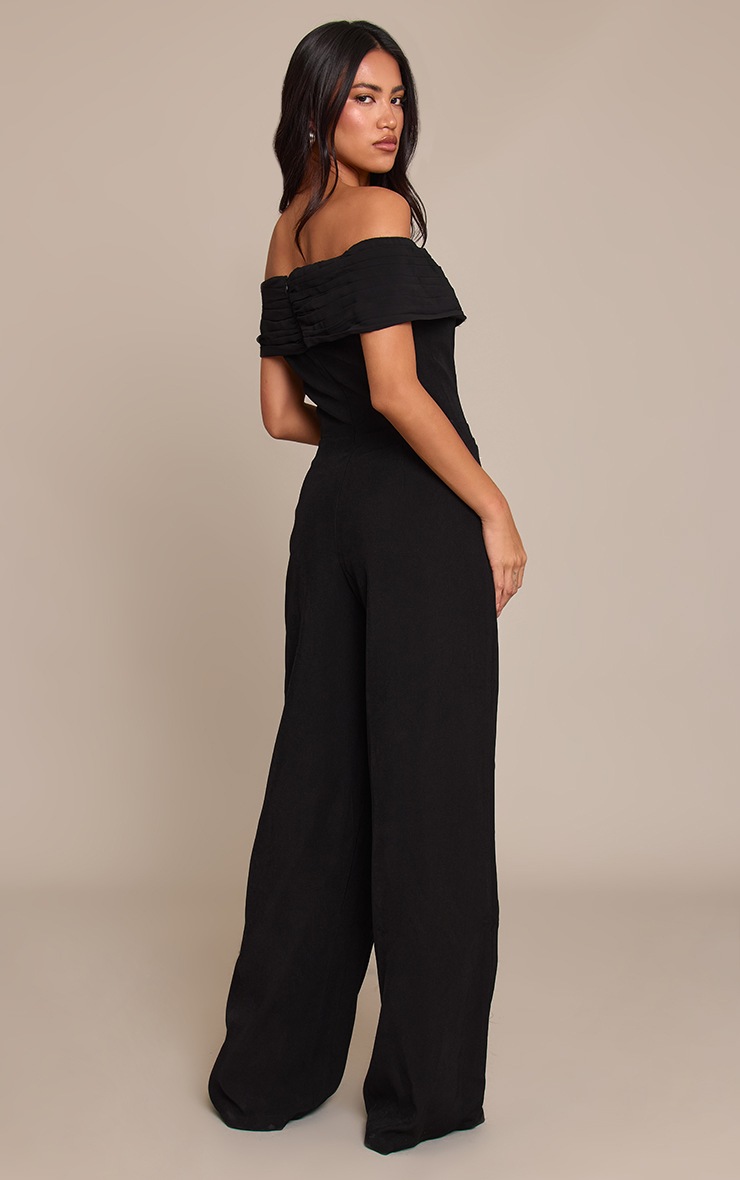 Pretty Little Thing Black Woven Button Detail Straight Leg Jumpsuit