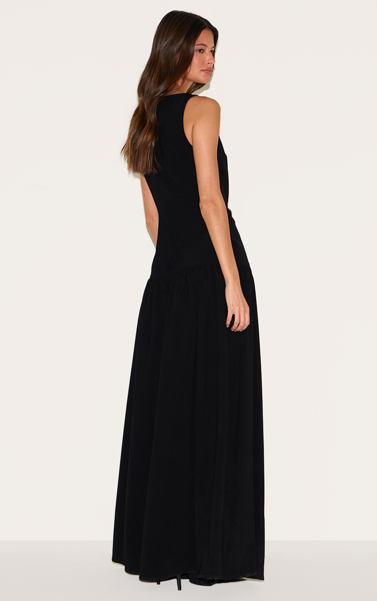 Pretty Little Thing Black Woven Button Dropped Waist Maxi Dress