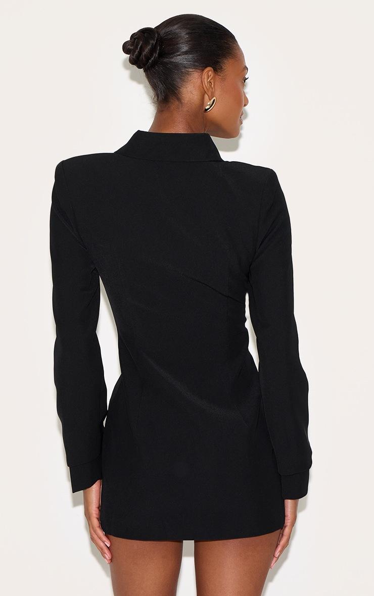 Pretty Little Thing Black Woven Button Up Blazer Dress