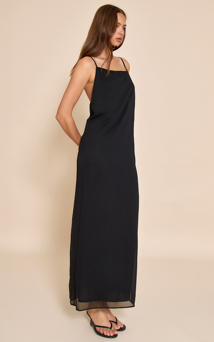 Pretty Little Thing Black Woven Cami Trim Detail Maxi Dress