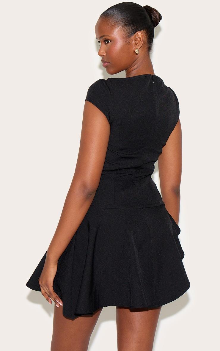 Pretty Little Thing Black Woven Capped Sleeve Asymmetric Layered Shift Dress