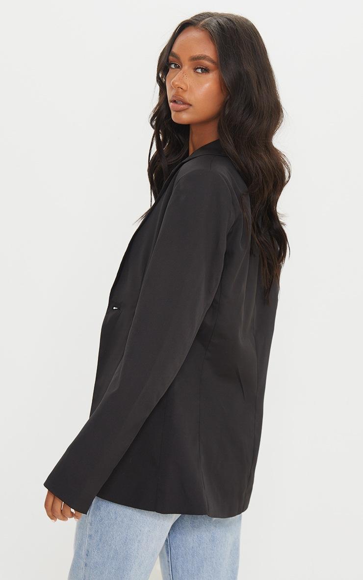 Pretty Little Thing Black Woven Cinched Curve Hem Blazer