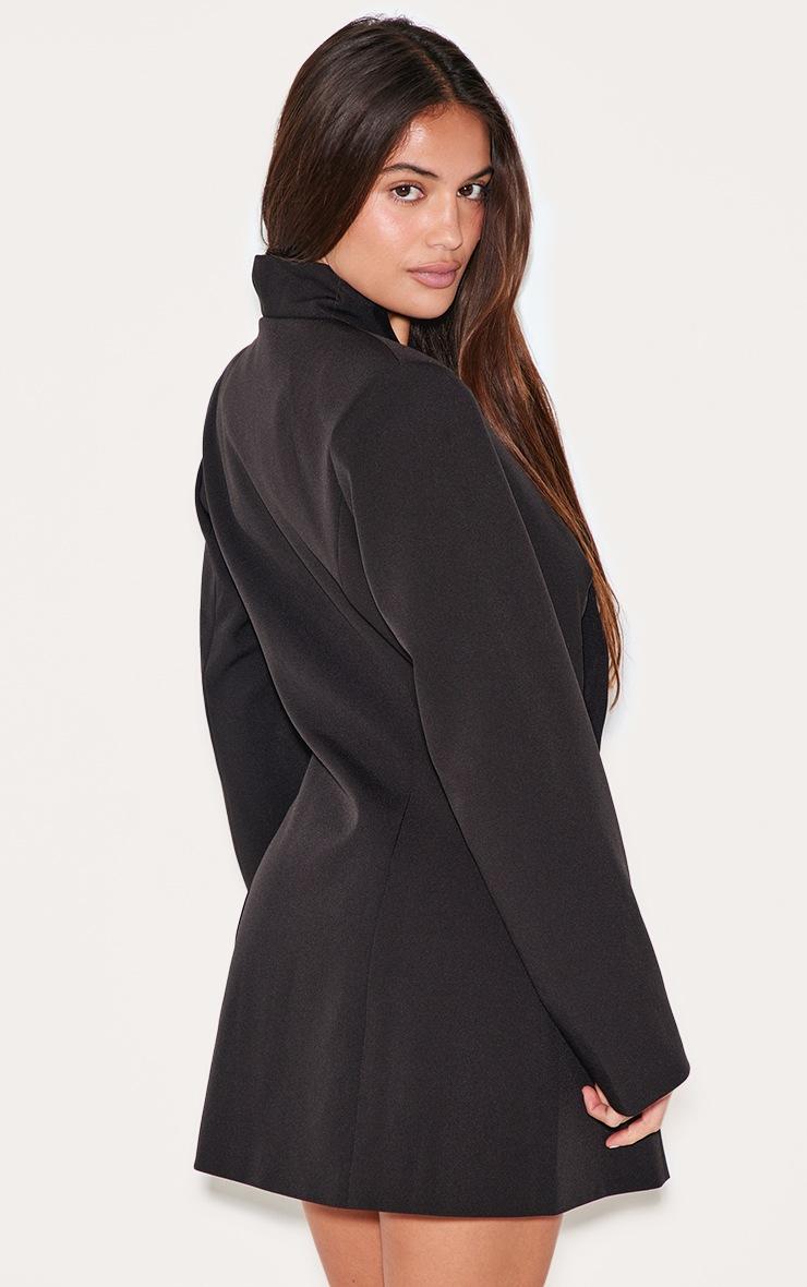 Pretty Little Thing Black Woven Collarless Blazer Dress