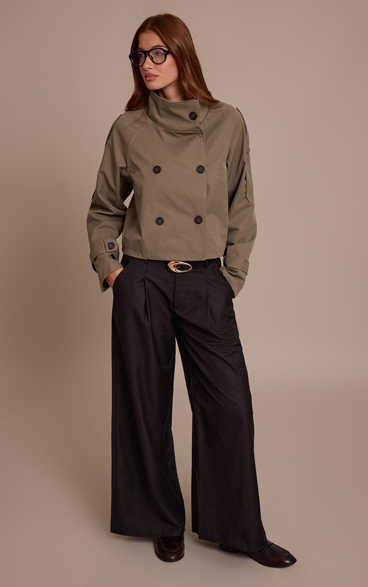 Pretty Little Thing Black Woven Double Pleat Wide Leg Pants