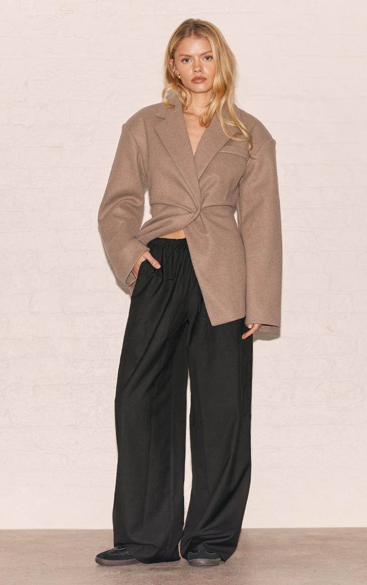 Pretty Little Thing Black Woven Drawstring Low Rise Relaxed Pants