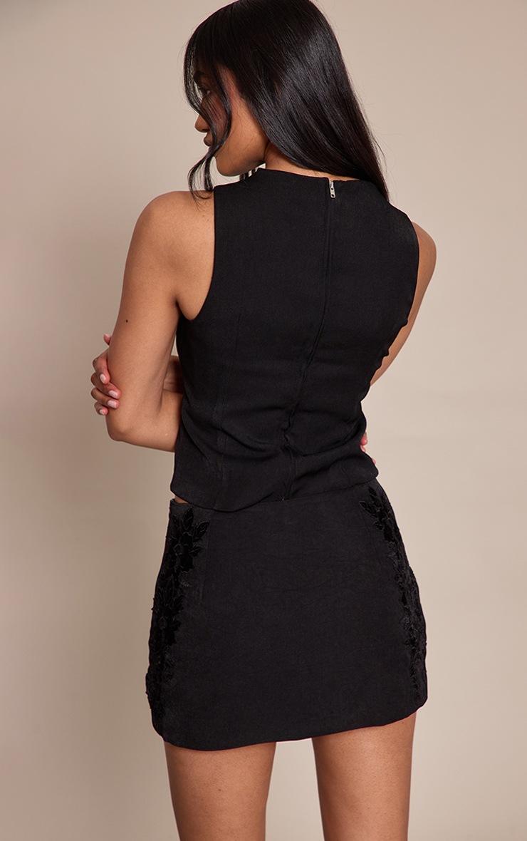 Pretty Little Thing Black Woven Floral Velvet Mini Skirt