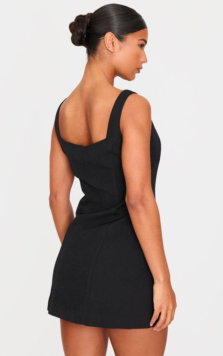 Pretty Little Thing Black Woven High Neck Bow Mini Dress