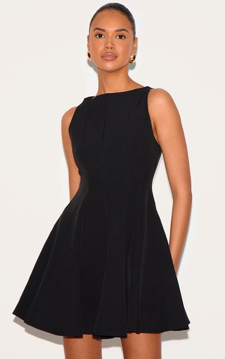 Pretty Little Thing Black Woven Pleated Shift Dress