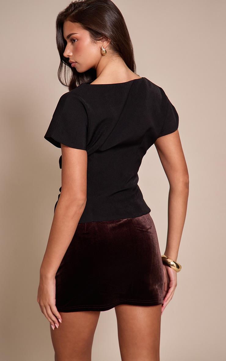 Pretty Little Thing Black Woven Ruched Cinched Waist Top