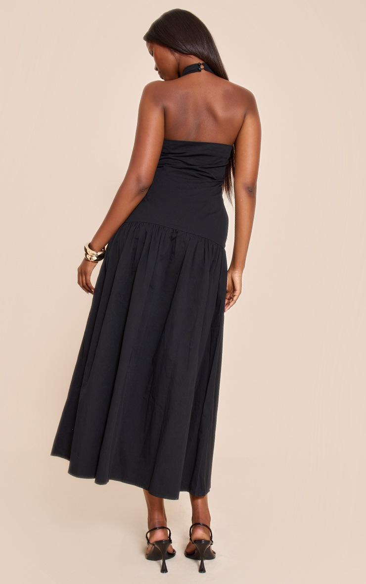 Pretty Little Thing Black Woven Ruched Detail Maxi Dress