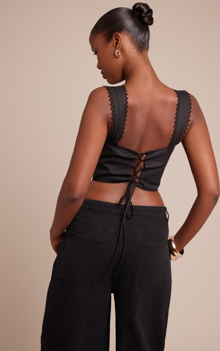 Pretty Little Thing Black Woven Scallop Trim Bonded Corset