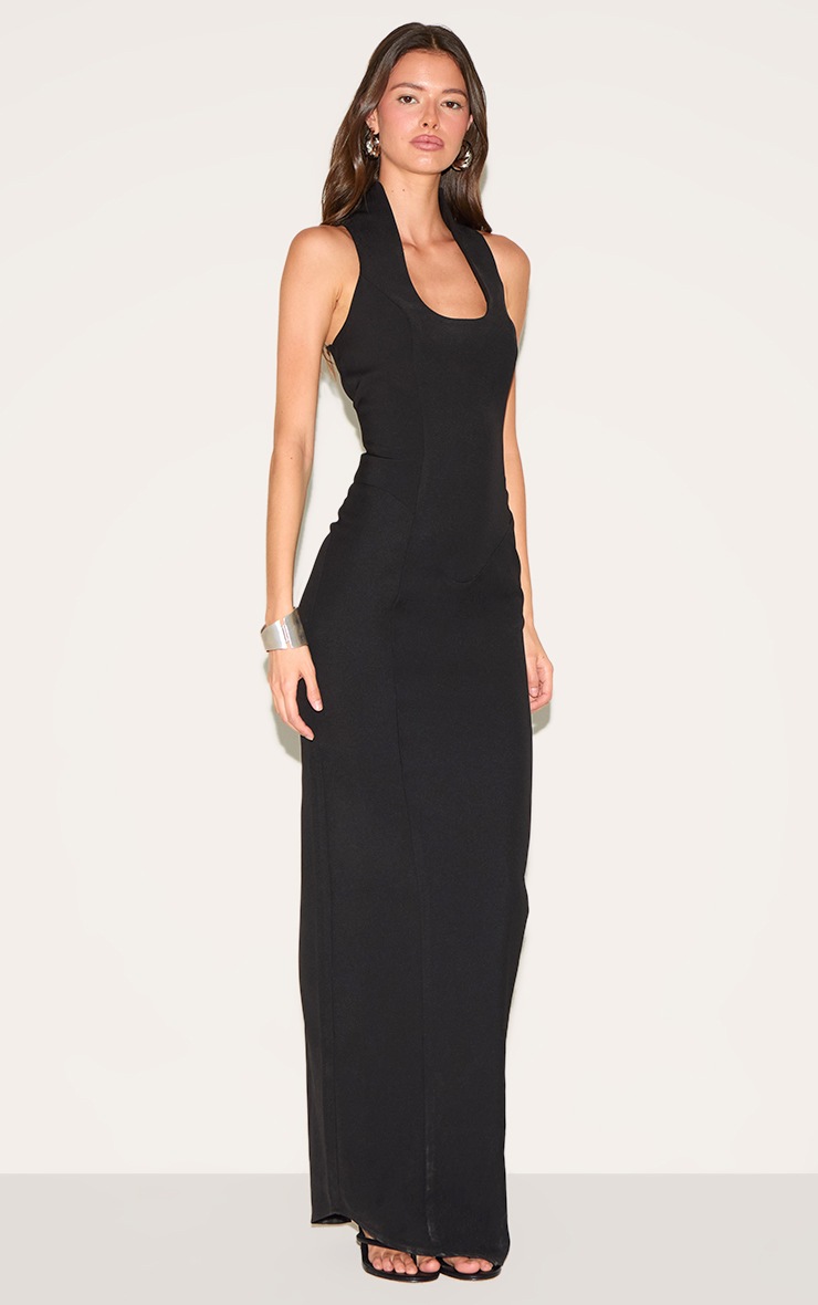 Pretty Little Thing Black Woven Scoop Neck Maxi Dress