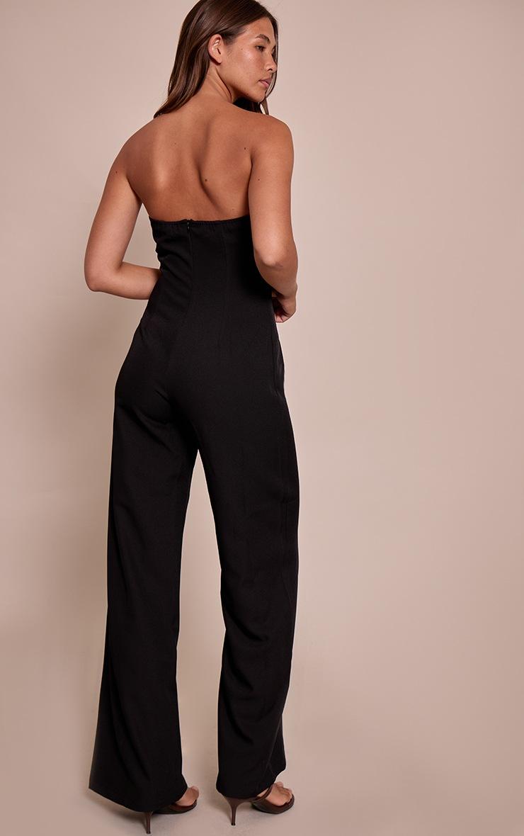 Pretty Little Thing Black Woven Sweet Heart Neck Wide Leg Jumpsuit