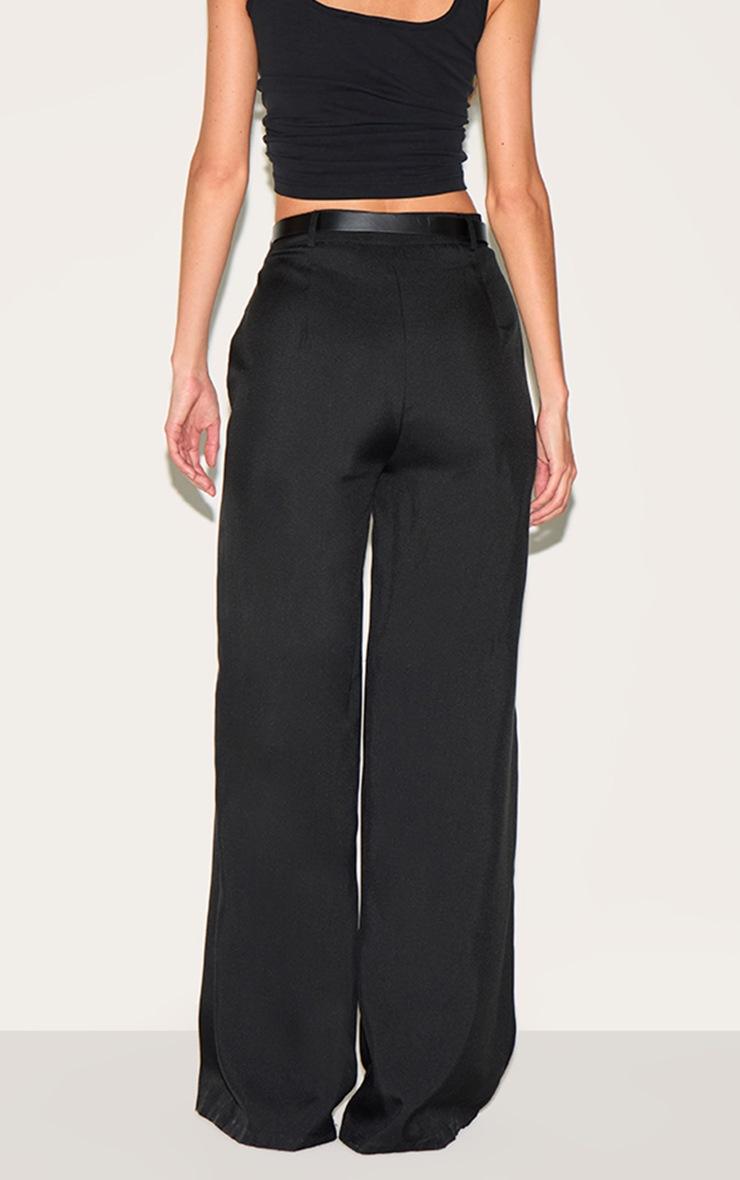 Pretty Little Thing Black Woven Tailored High Waist Wide Leg Pants