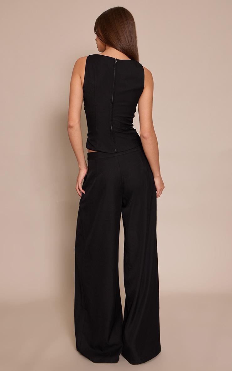 Pretty Little Thing Black Woven Tailored Mid Rise Wide Leg Pants