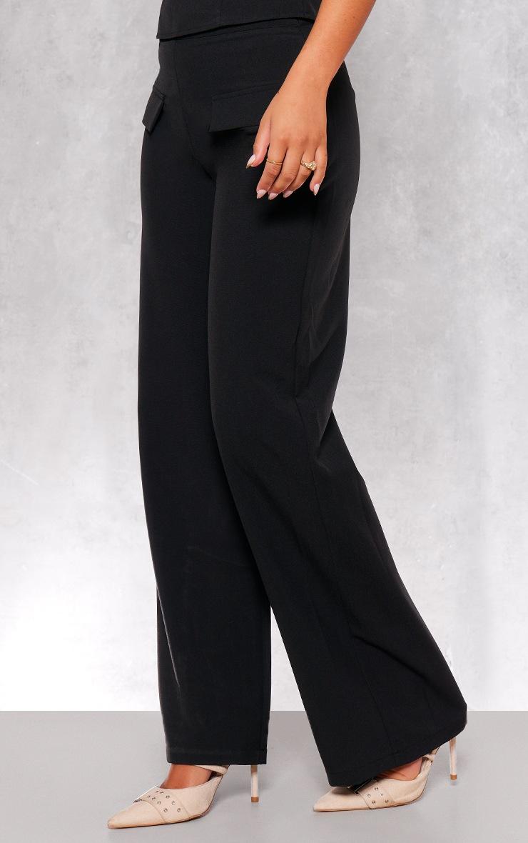Pretty Little Thing Black Woven Tailored Wide Leg Pocket Detail Pant