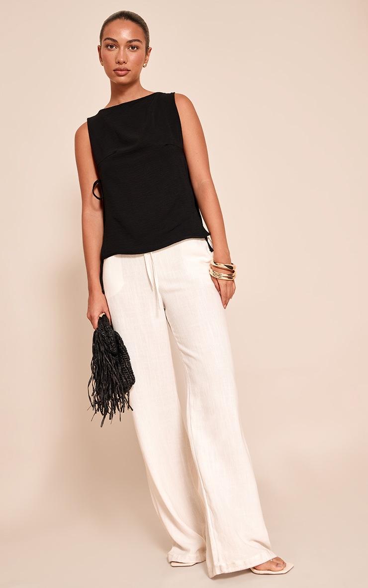 Pretty Little Thing Black Woven Tie Side Detail Long Top