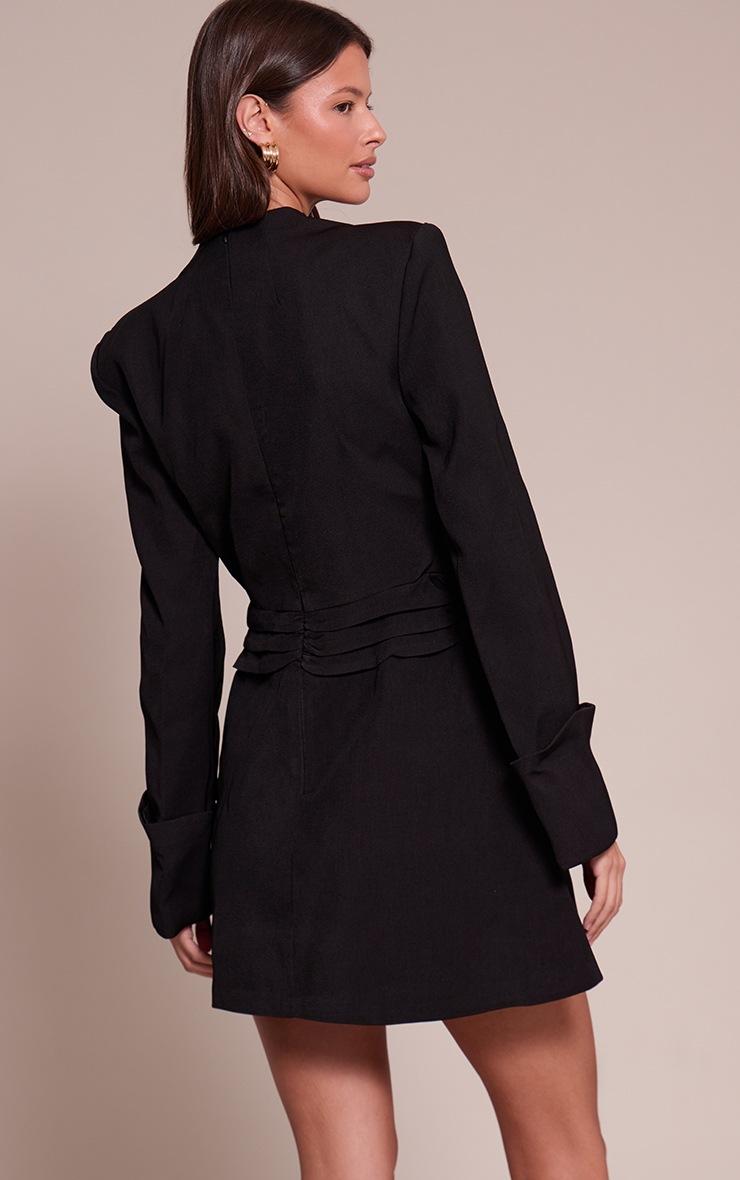Pretty Little Thing Black Woven V Neck Blazer Dress