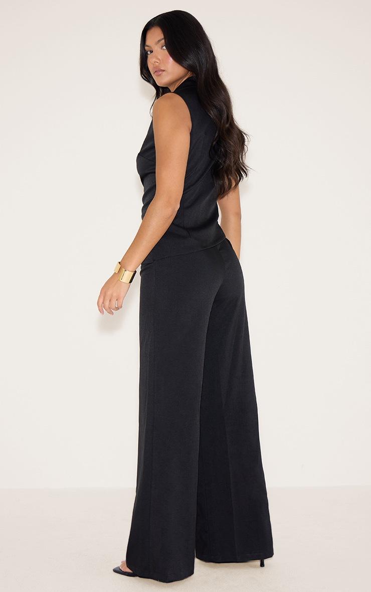 Pretty Little Thing Black Woven Wrap Collared Jumpsuit