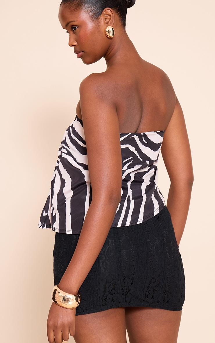 Pretty Little Thing Black Zebra Print Bandeau Chiffon Top