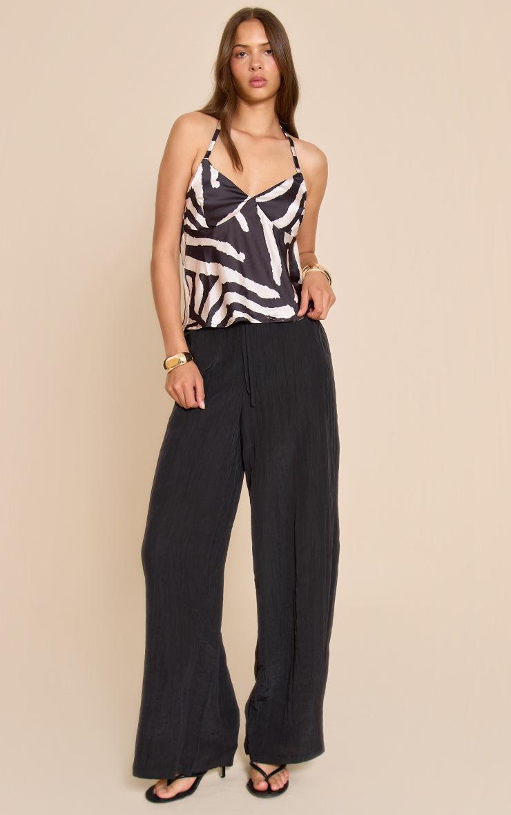 Pretty Little Thing Black Zebra Print Satin Halter Neck Top