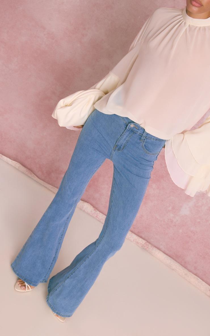 Pretty Little Thing Blue 5 Pocket Stretch Flared Jeans