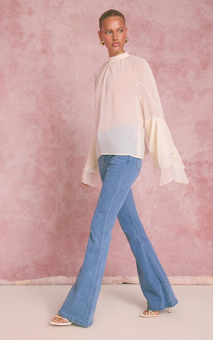 Pretty Little Thing Blue 5 Pocket Stretch Flared Jeans