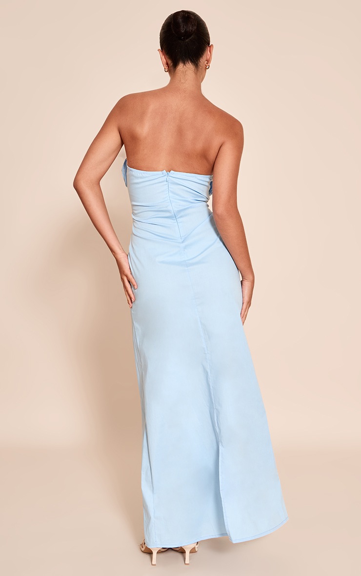 Pretty Little Thing Blue Bandeau Ruched Bust Maxi Dress
