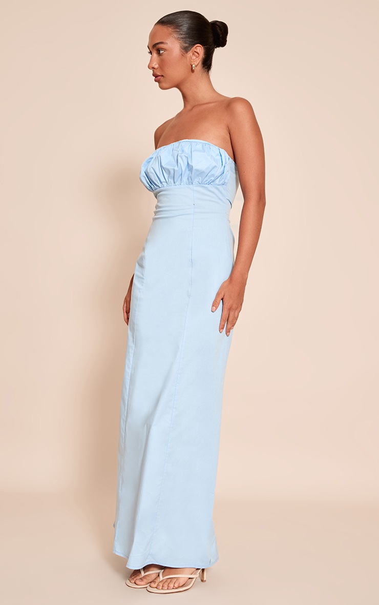 Pretty Little Thing Blue Bandeau Ruched Bust Maxi Dress
