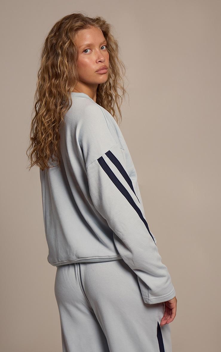 Pretty Little Thing Blue Contrast Striped Oversized Sweatshirt