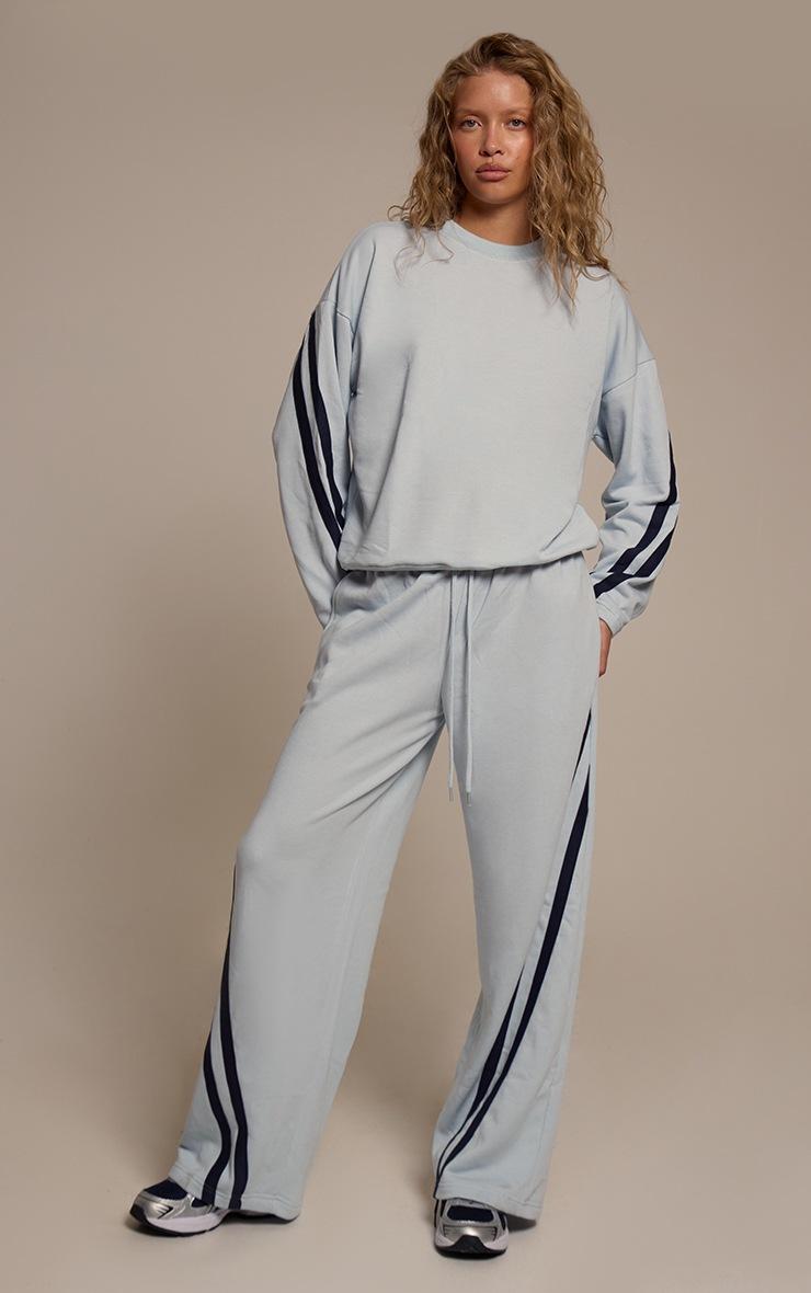 Pretty Little Thing Blue Contrast Striped Oversized Sweatshirt