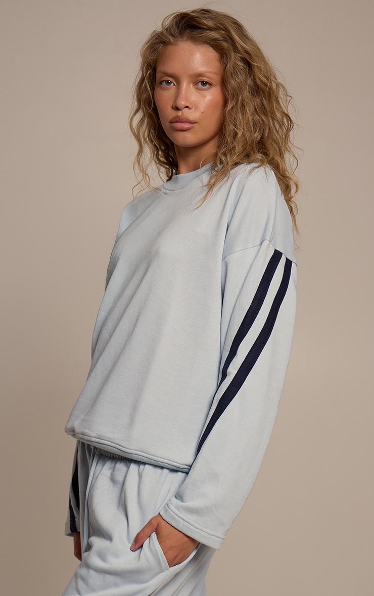 Pretty Little Thing Blue Contrast Striped Oversized Sweatshirt
