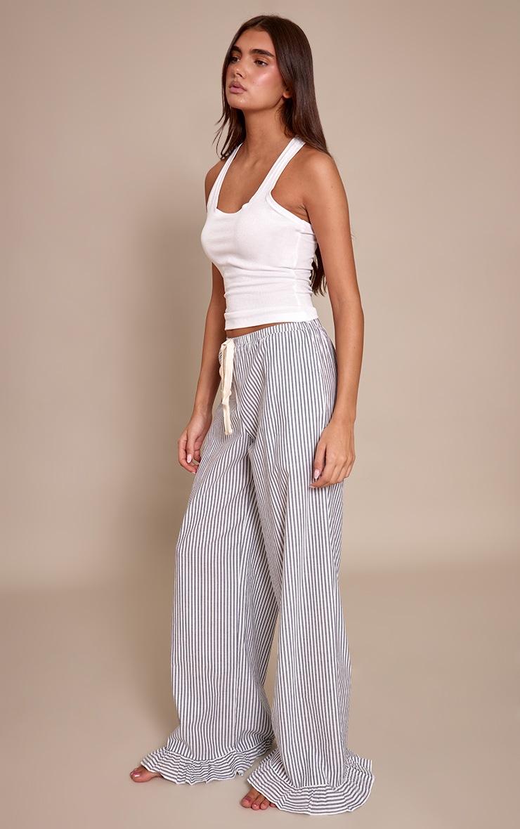 Pretty Little Thing Blue Pinstripe Pants With Contrast Ties