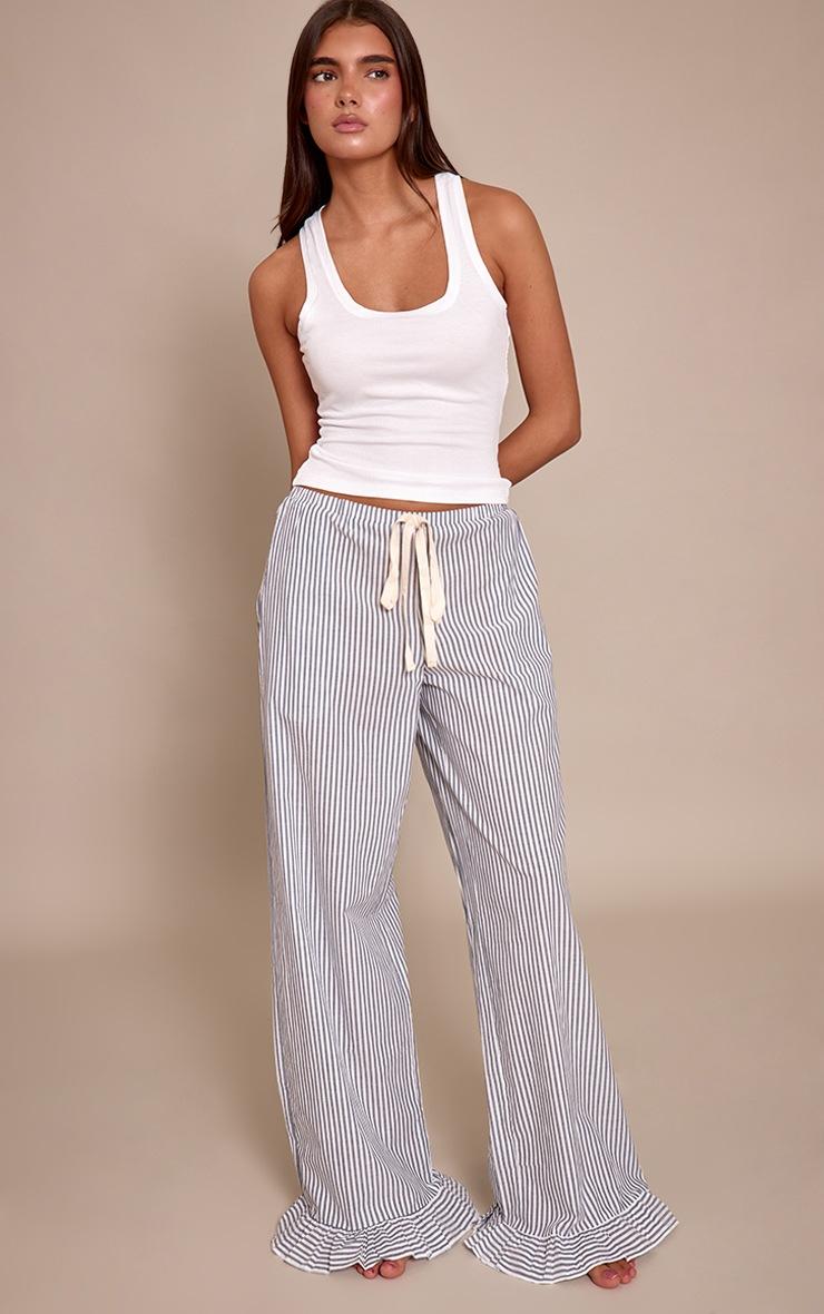 Pretty Little Thing Blue Pinstripe Pants with Contrast Ties