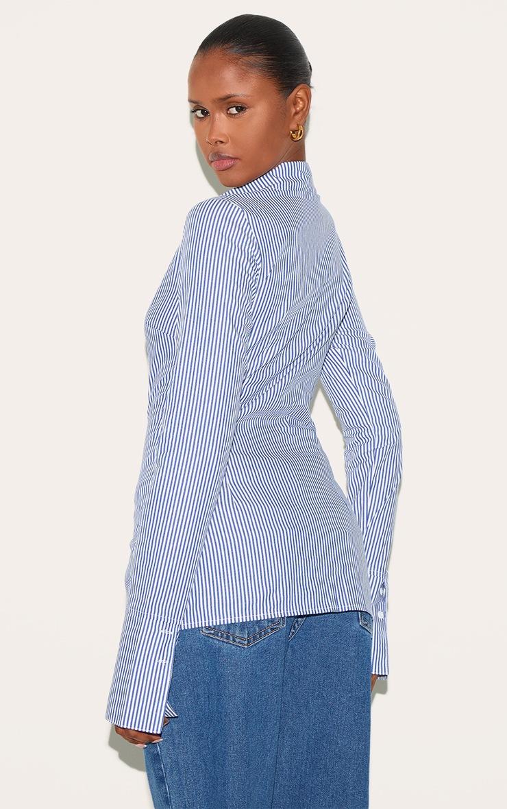 Pretty Little Thing Blue Pinstripe Woven Fitted Shirt
