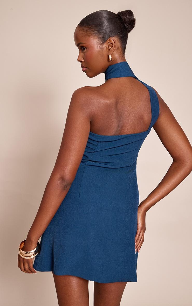 Pretty Little Thing Blue Woven Scarf Detail Bandeau Shift Dress
