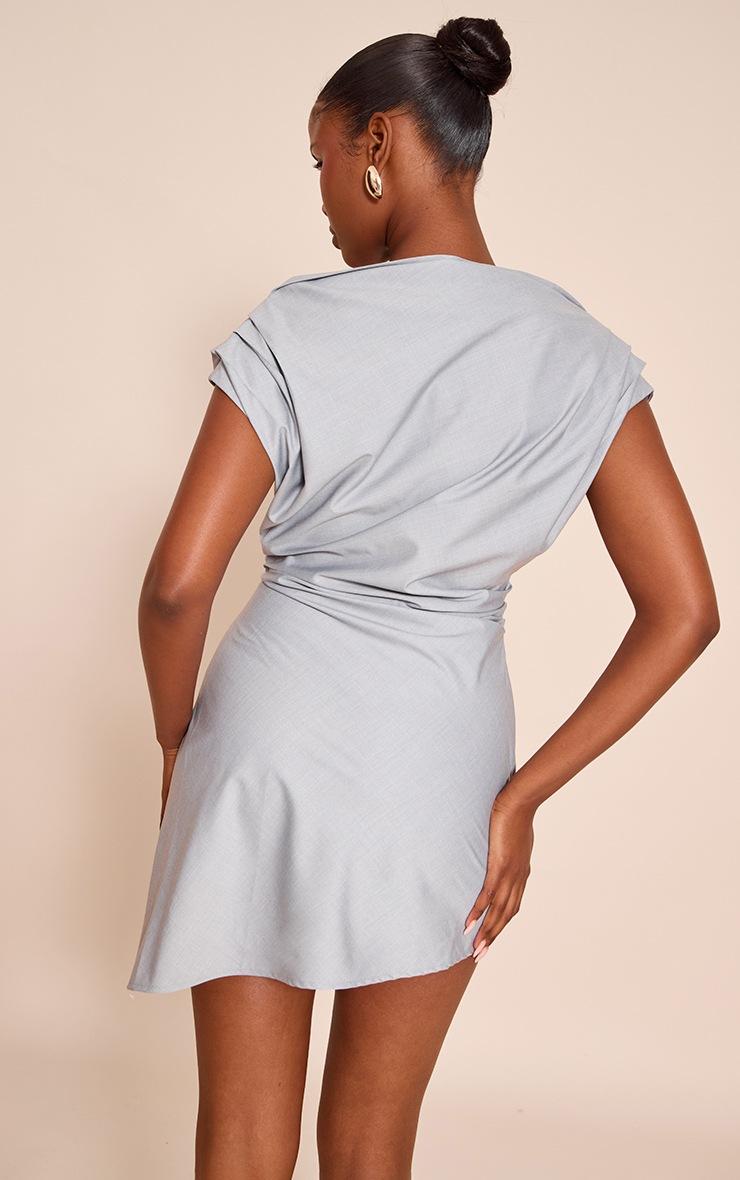 Pretty Little Thing Blue Woven Tailored Boxy Cinched Waist Mini Dress