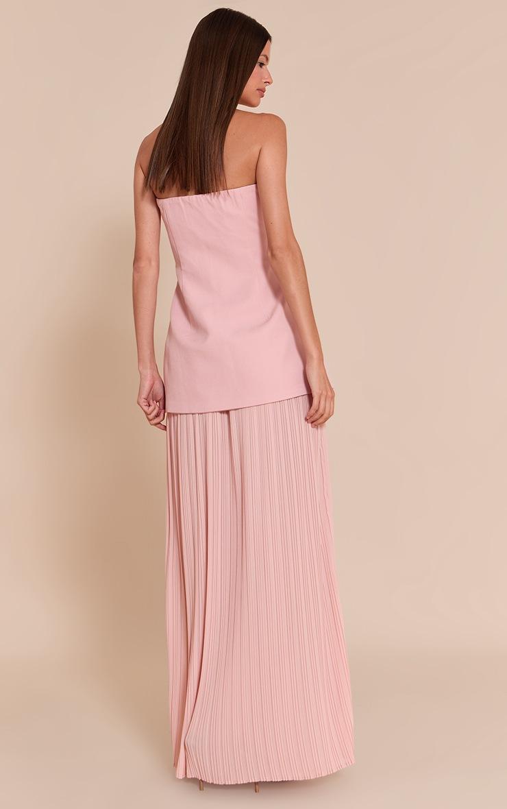 Pretty Little Thing Blush Chiffon Pleated Skirt Panel Bandeau Maxi Dress