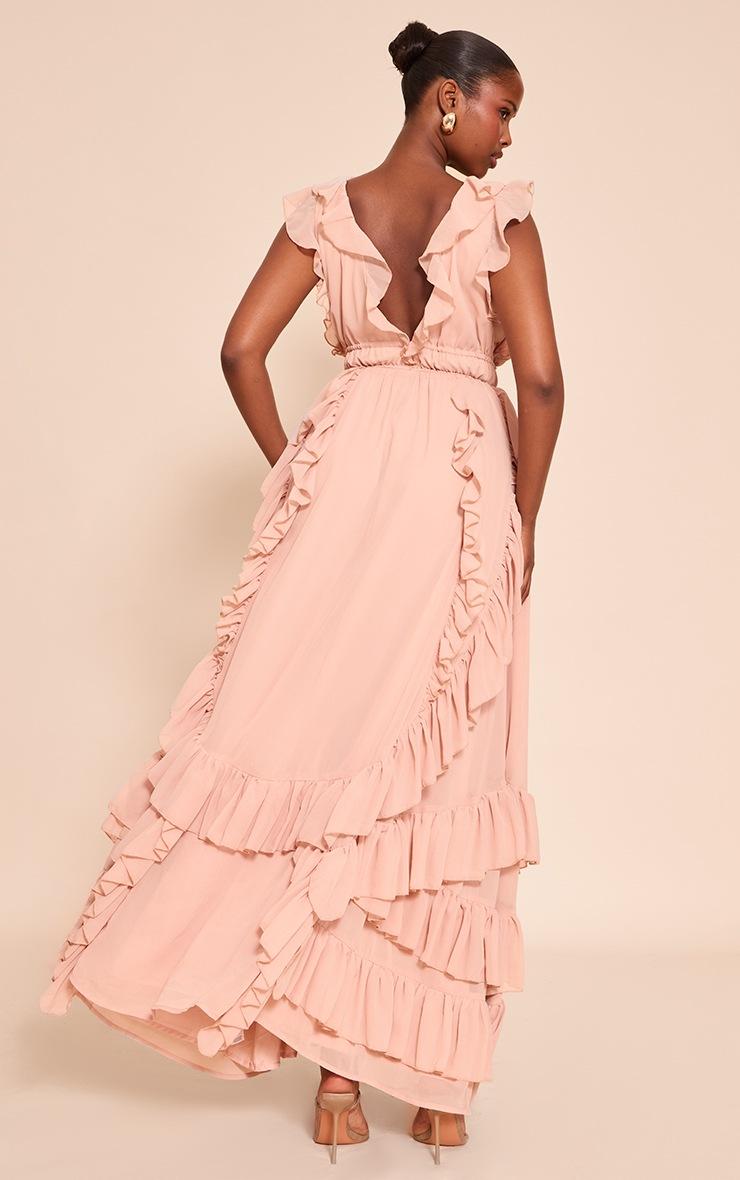 Pretty Little Thing Blush Extreme Frill Detail Maxi Dress