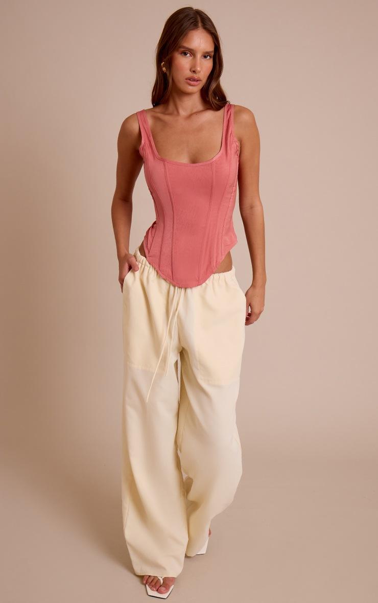 Pretty Little Thing Blush Rose Textured Boned Dip Hem Longline Corset