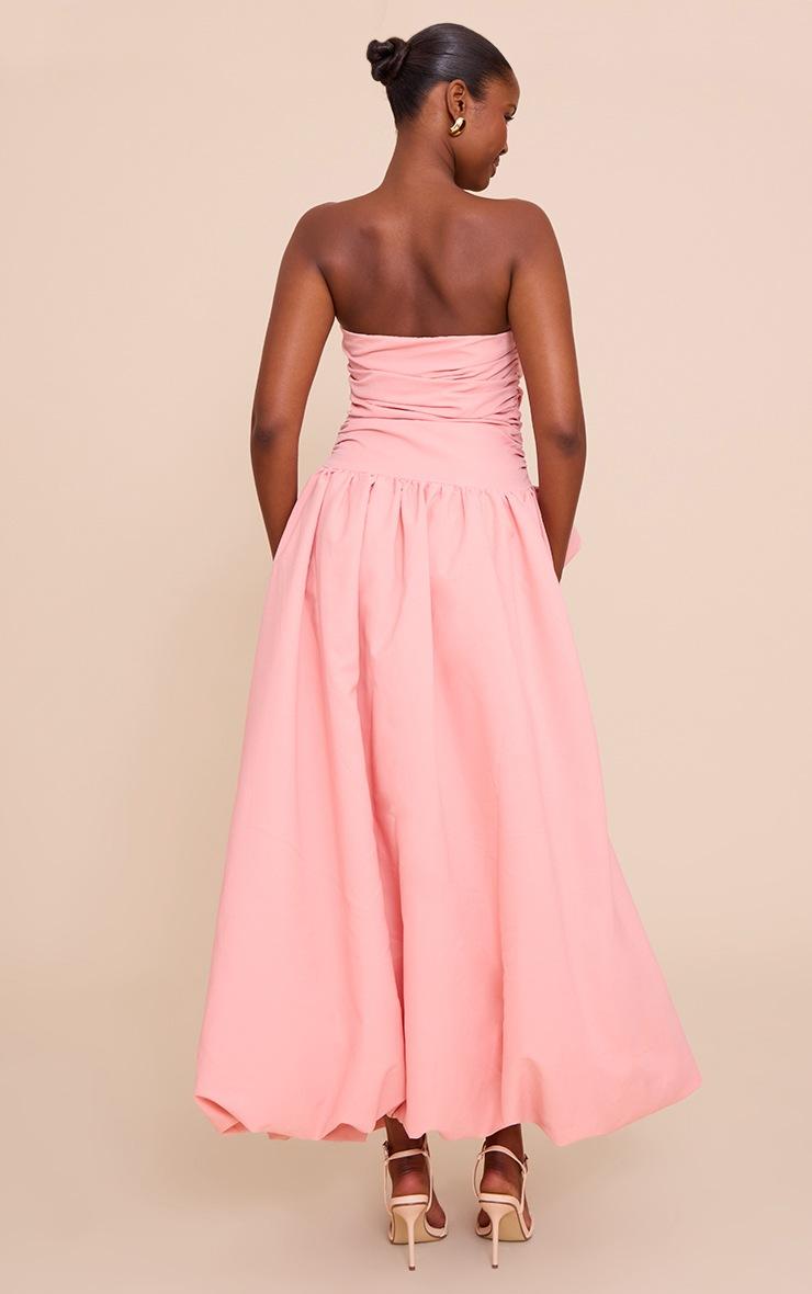 Pretty Little Thing Blush Ruched Bandeau Split Maxi Dress