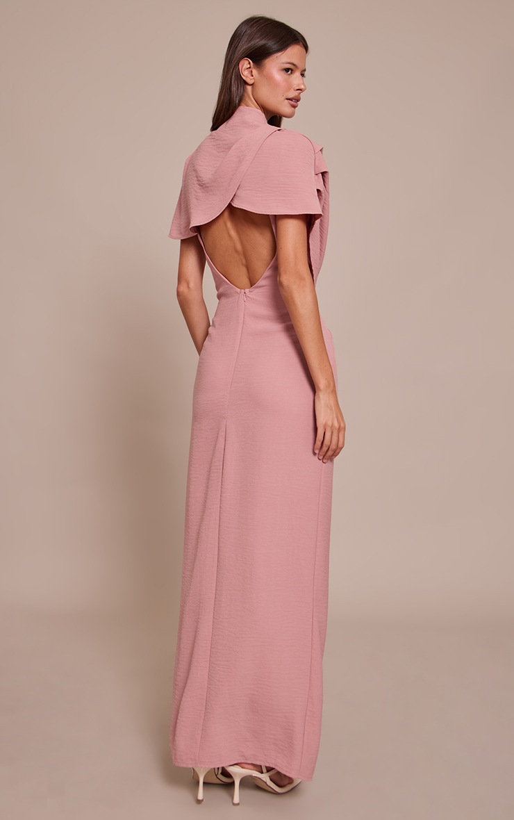 Pretty Little Thing Blush Textured High Neck Pleated Maxi Dress
