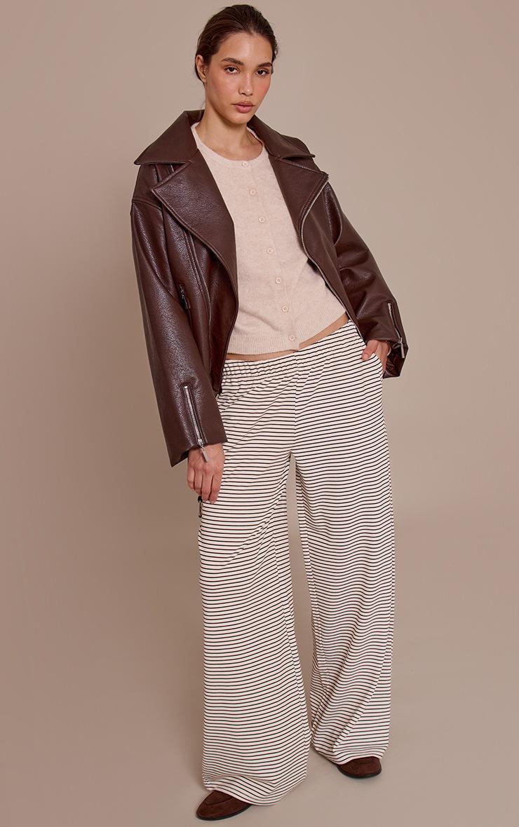 Pretty Little Thing Brown Faux Leather Oversized Biker Jacket