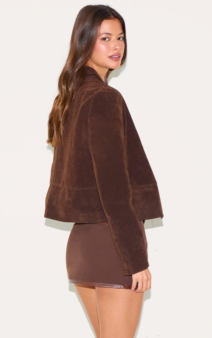 Pretty Little Thing Brown Faux Suede Cropped Blazer